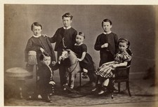 Six children with rocking horse 1860's cdv. photo
