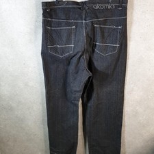 Vintage Akademiks Baggy Y2K Hip Hop Denim Jeans Mens W40 L35 Grey Embroidered