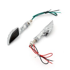 Universal Motorcycle Chrome Skeleton Hand LED Turn Signal Blinker Indicator S