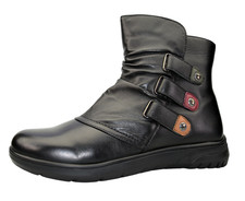 Womens Leather Casual Memory Foam Wide EE Fit Ladies Zip Ankle Boots Shoes Size