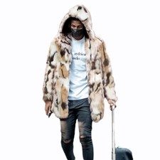 Men's Faux Fur Open Front Coat