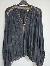 Vintage 80s Cape Style Cardigan Cover Up Black Gold Batwing One Size