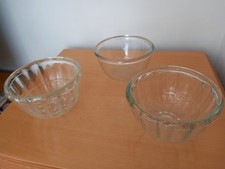 3 x Pyrex/Other Glass Jelly Moulds/Bowls JAJ 1pt 14cm Vintage/Retro Kichenalia