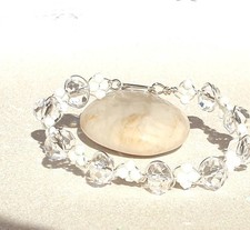 White and Clear Beaded Bracelet Bangle 5144