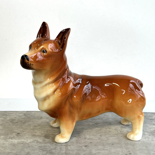 Ceramic dog figurine welsh - figurine,