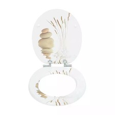 18" Toilet Seat MDF Pebbles & Grass Novelty Design Bathroom WC Wooden Easy Fit
