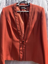 Ladies Jacques Vert Light Blazer Jacket Orange Lined Smart Size Uk 10 Longsleeve