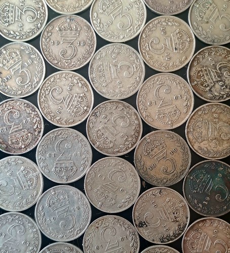 1919 silver threepence king - silver, 3d