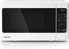 White Toshiba 800W Digital Solo Small Microwave With 11 Power Levels, One-touch