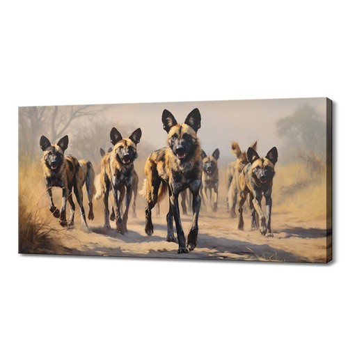 African wild dogs family - wild,