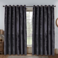 Thick Velvet Curtains Blackout Eyelet Ring Top Curtains Ready Made Fully Lined