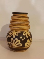 VINTAGE W.GERMANY/WEST GERMANY SCHEURICH BROWN & BEIGE CERAMIC 18CM VASE 269-18
