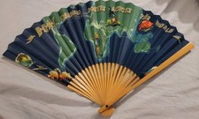 VINTAGE 1960’S BOAC SPEEDBIRD ROUTES ACROSS THE WORLD BAMBOO & PAPER FAN