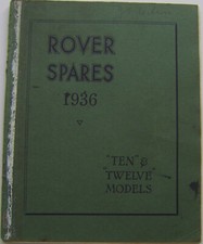 Rover P2 10 & 12 1936 Original Factory issued illustrated Spare Parts List