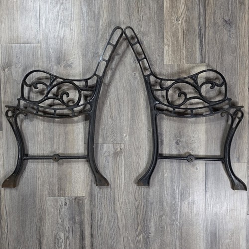 Antique cast iron bench ends - cast,