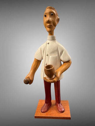 Hand carved chef figurine - carved,