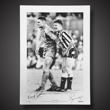 Paul Gascoigne & Vinnie Jones Dual Hand Signed Football Photo £49 16X23