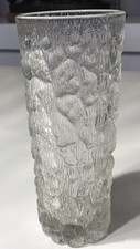 Goebel Charlottenhutte Ice Tree Bark Pattern Frosted  Glass Vase Vintage 7’ tall