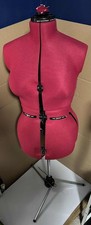 Vintage Adjustable Dressmaker Mannequin on Metal Stand – Burgundy, Excellent