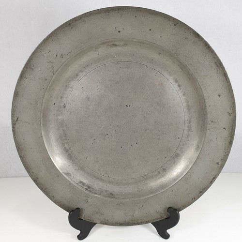 Antique pewter charger dish - pewter,