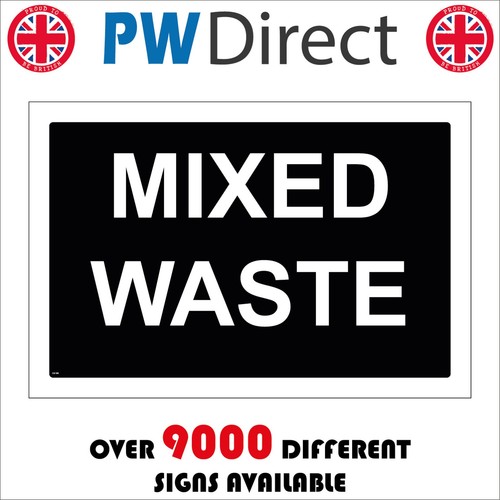 Sign mixed waste recycling - sign,