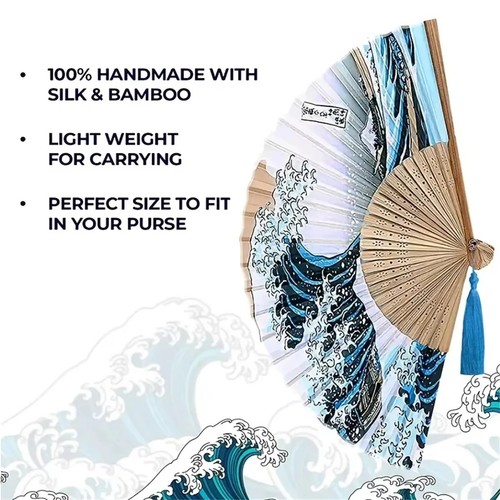 Folding fan hand - hand, silk