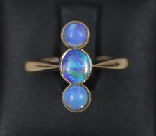 Edwardian 14ct Rose Gold and Opal Trilogy Ring