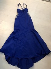 Betsy Adam Royal Blue Satin Diamanté Fishtail Evening Dress Gown Prom Sz 12 
