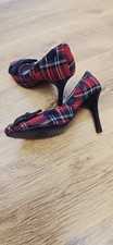 Office Women's Red Tartan High Heel Shoes Size 40