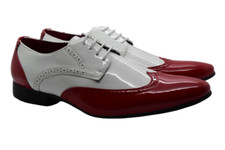 Mens Two-Tone Brogue Patent Formal Lace Up Derby Dress Party Wedding Office Shoe