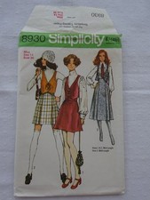 SIMPLICITY 8930  LADIES  SKIRT & WAISTCOAT  SEWING PATTERN   ONE  SIZE   14