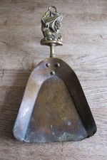 Vintage Brass Hearth Shovel With Viking Ship Handle 23cm Length