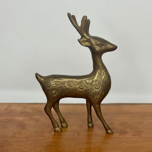 Vintage brass deer figurine - brass,