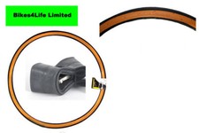 1 x 700x28c Road Bike Amber Wall Tyres Traditional Racing +Tube Presta