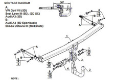 Detachable Swan Neck Tow Bar For VW Golf VII Hatchback (2012-2019) V-063