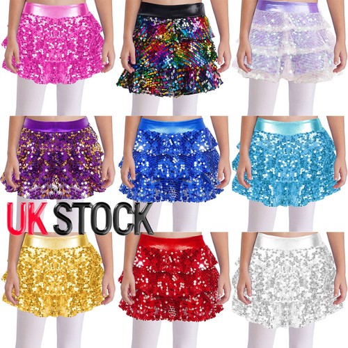Girls sequined tiered skirt - sequined,