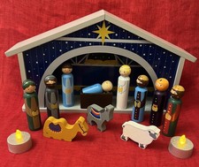 Little Town Wooden Nativity Set Christmas Toy Playset.