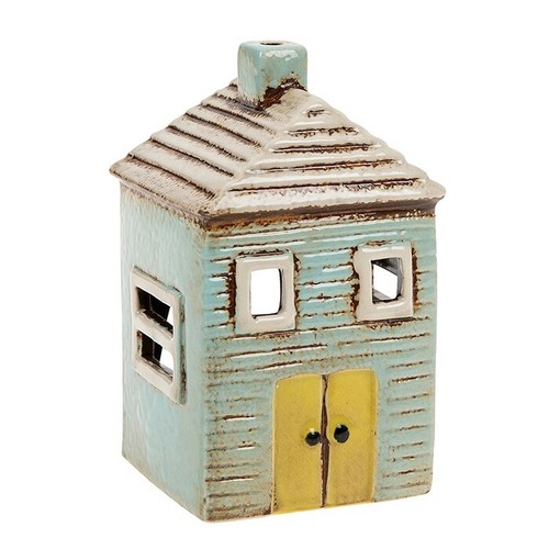 Ceramic blue house village - ceramic,