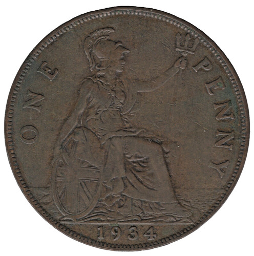 1934 george one penny - v,