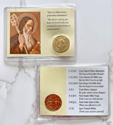 Benedict prayer card gold - benedict,