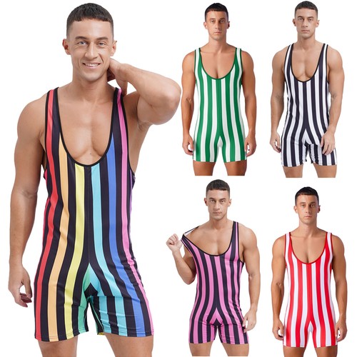 Men striped singlet - striped,