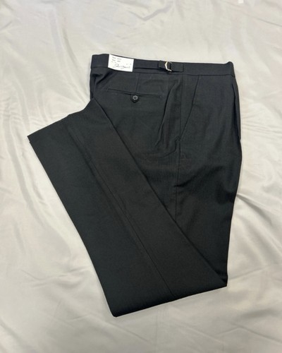 Black herringbone trousers 34w - black,