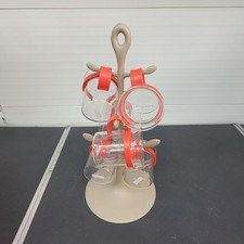 BODUM Bistro Grey Mug Tree & 6 Glasses Red Coffee Retro Vintage