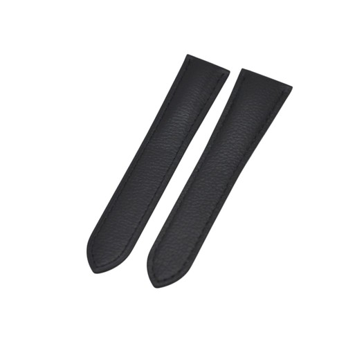 20mm black leather watch - black,