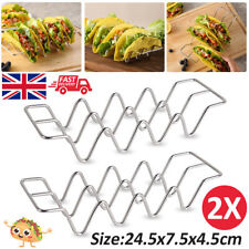 2PCS Stainless Steel 4-Slots Taco Holder Mexican Food Wave Shape Stand Hard Rack