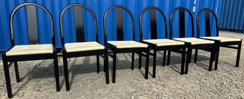 Vintage ebonised rush seat - ebonised, &
