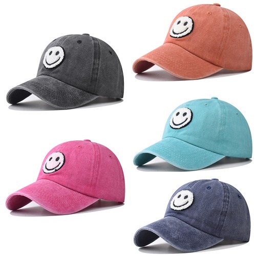 Smile face embroidered washed - smile,