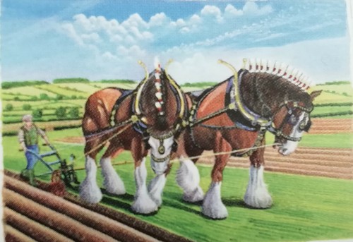 Wooden wall clock horses - wall,