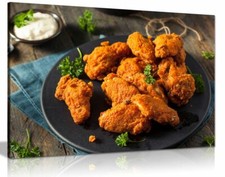 Fried Chicken Wings Chicken Shop Restaurant Food Canvas Wall Art Picture Print