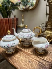 Antique Limoges Teapot/ Milk/sugar Hand painted  LADY MARY L FAIRGRIEVE C.1900